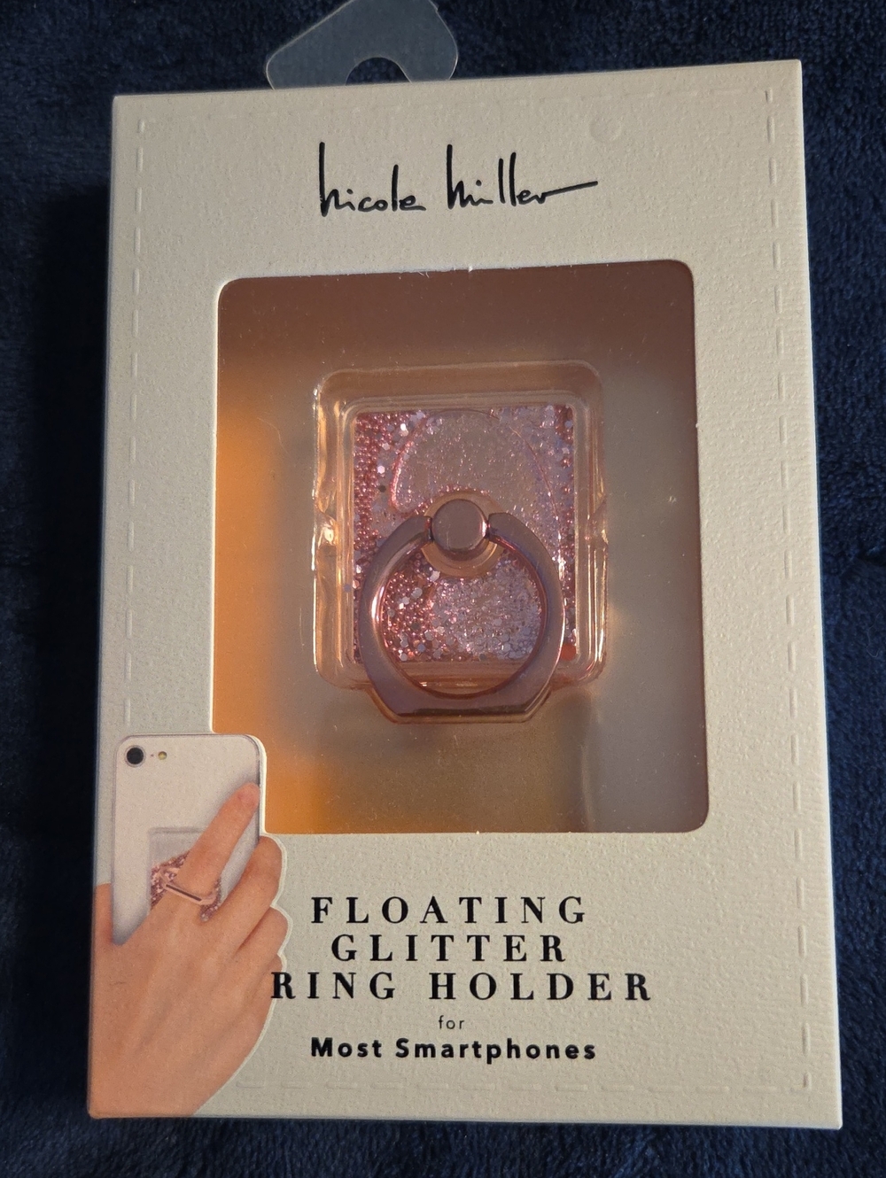 Nicole Miller Rose Pink Glitter Floating Ring Phone Holder